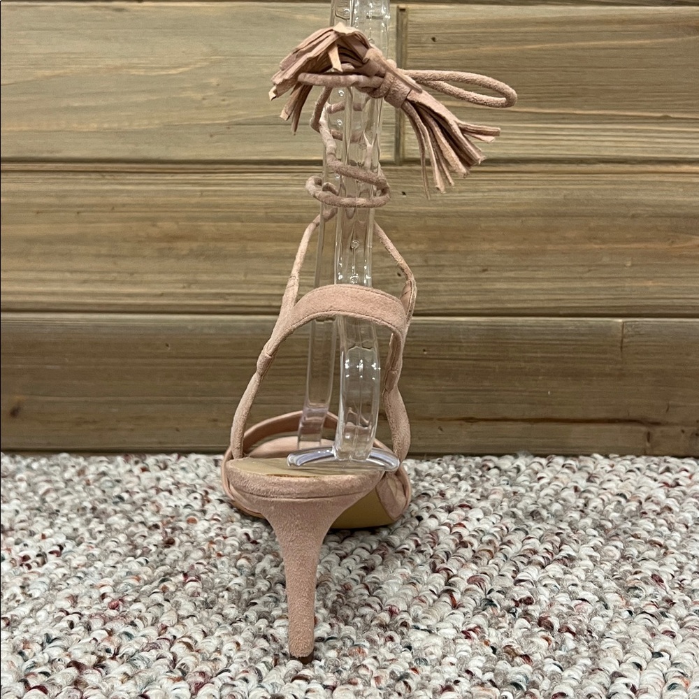 Lord & Taylor 424 Fifth Giovanna Blush Rose Suede Slingback Heels - Picture 4 of 14